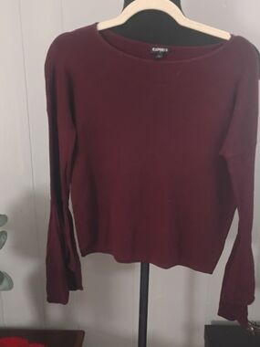 Express Women's Burgundy Long Sleeve Top